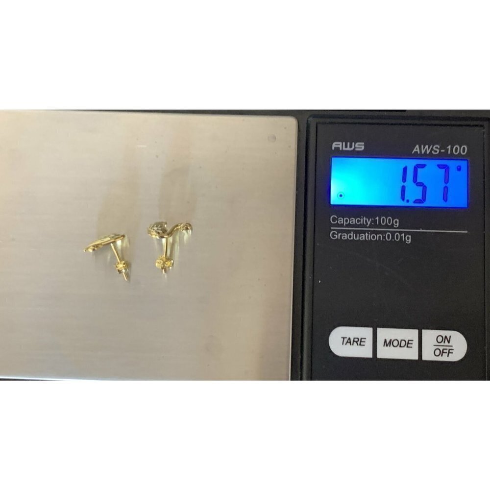 18K Japan Gold  Swan Stud Earrings - Picture 3 of 8